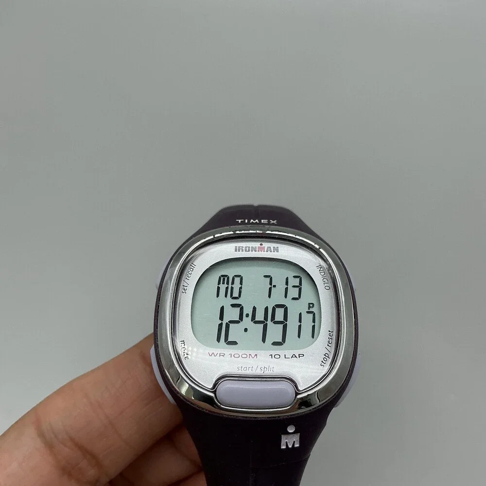 Timex Ironman 10 Lap Womens Watch 34mm Digital Gray Purple Indiglo WR 100M